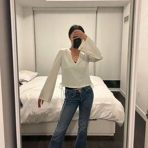 Zara White Blouse with Wide Sleeves